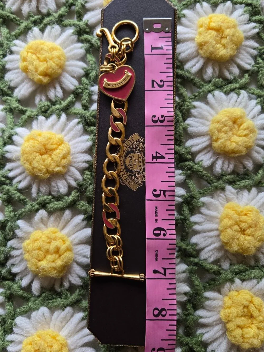 Juicy Couture 'Choose Juicy' Enamel Heart Gold Bracelet
